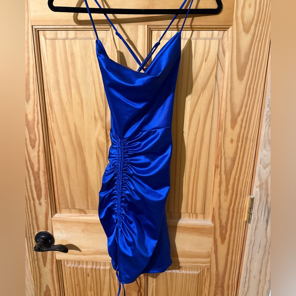 B Darlin Royal Blue Satin Dress